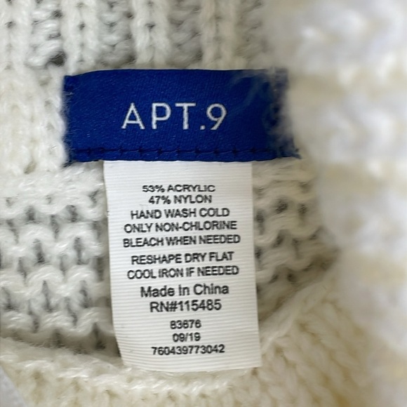 Apt. 9 Turtleneck Open Side Poncho Cream Tan Beige One Size Fits Most - Picture 7 of 12